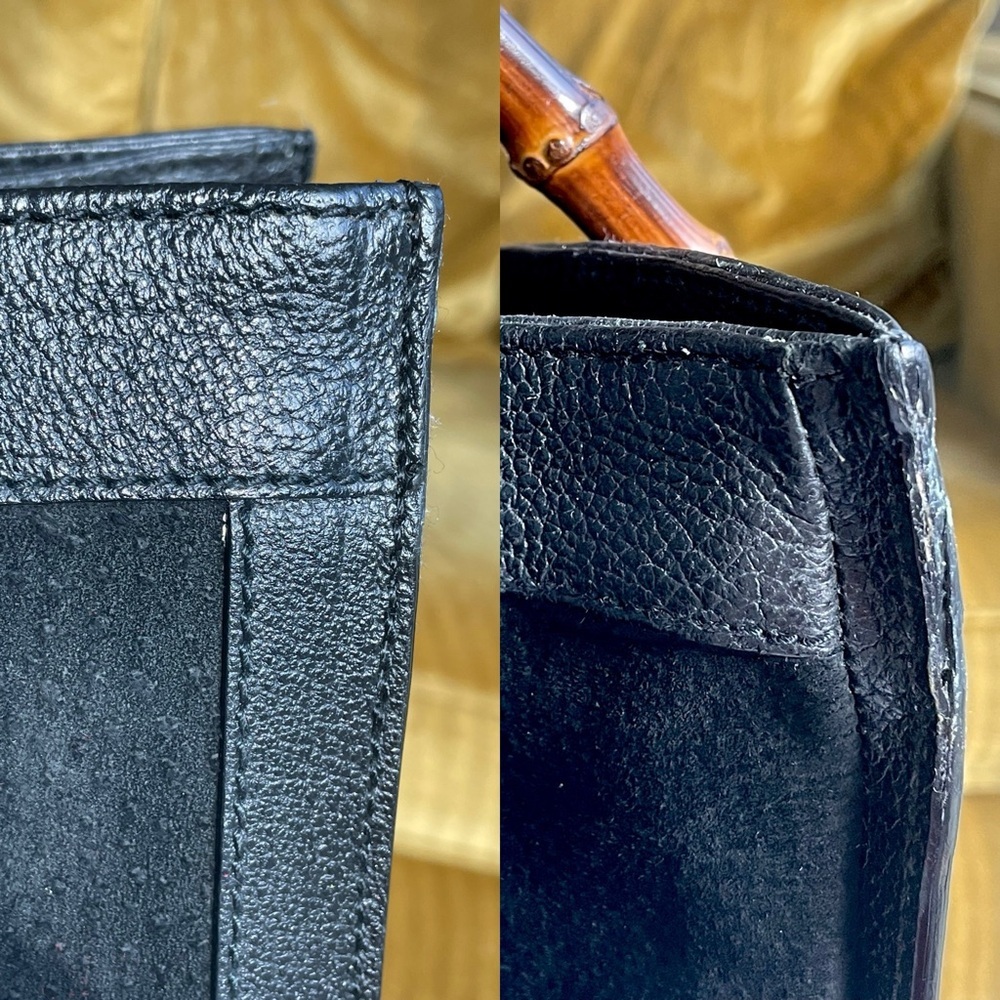 GUCCI Diana tote, black suede, chèvre trim, bamboo, *redone interior lining*EUC - Picture 14 of 16